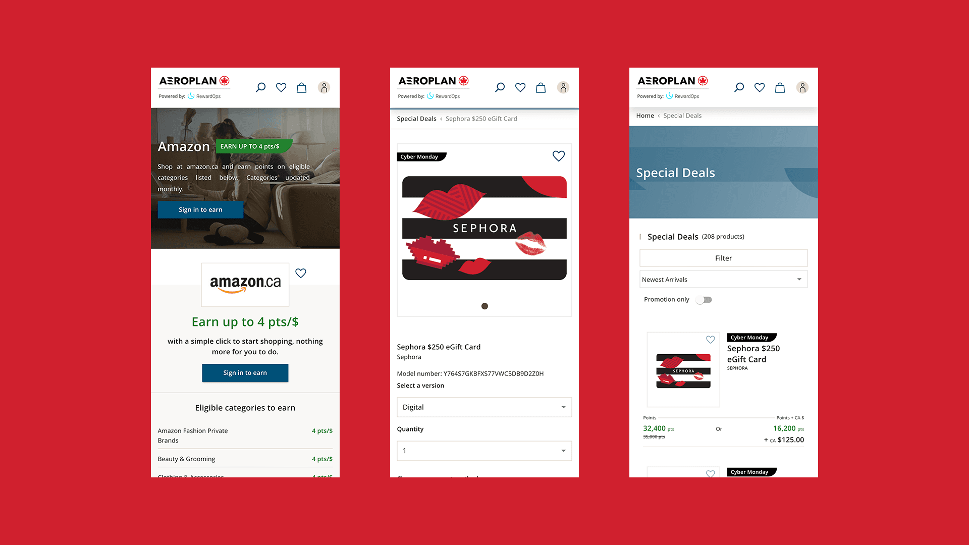 Aeroplan eStore — Mobile Experience