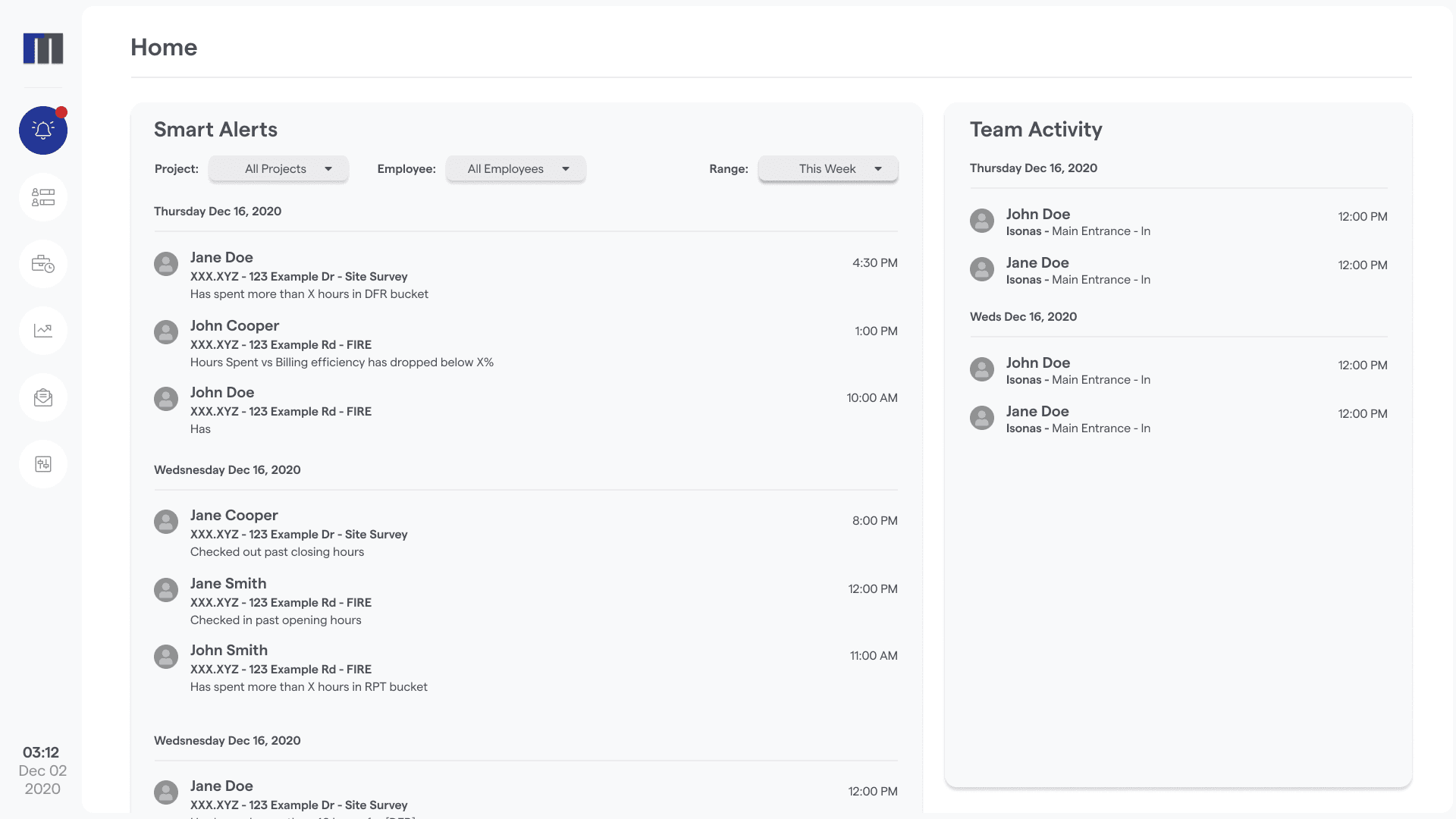 RocMar Employee Dashboard — Home