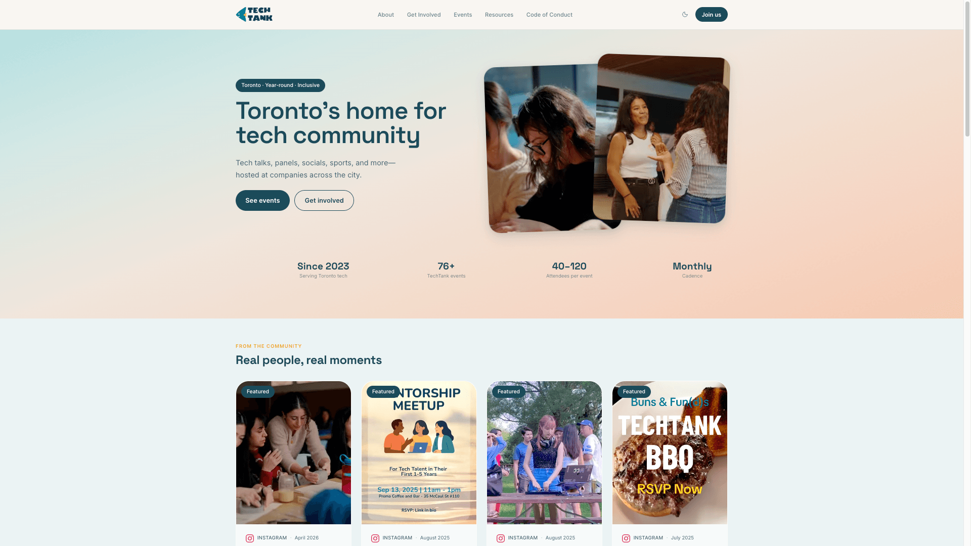TechTank Toronto — Website Redesign (Desktop)