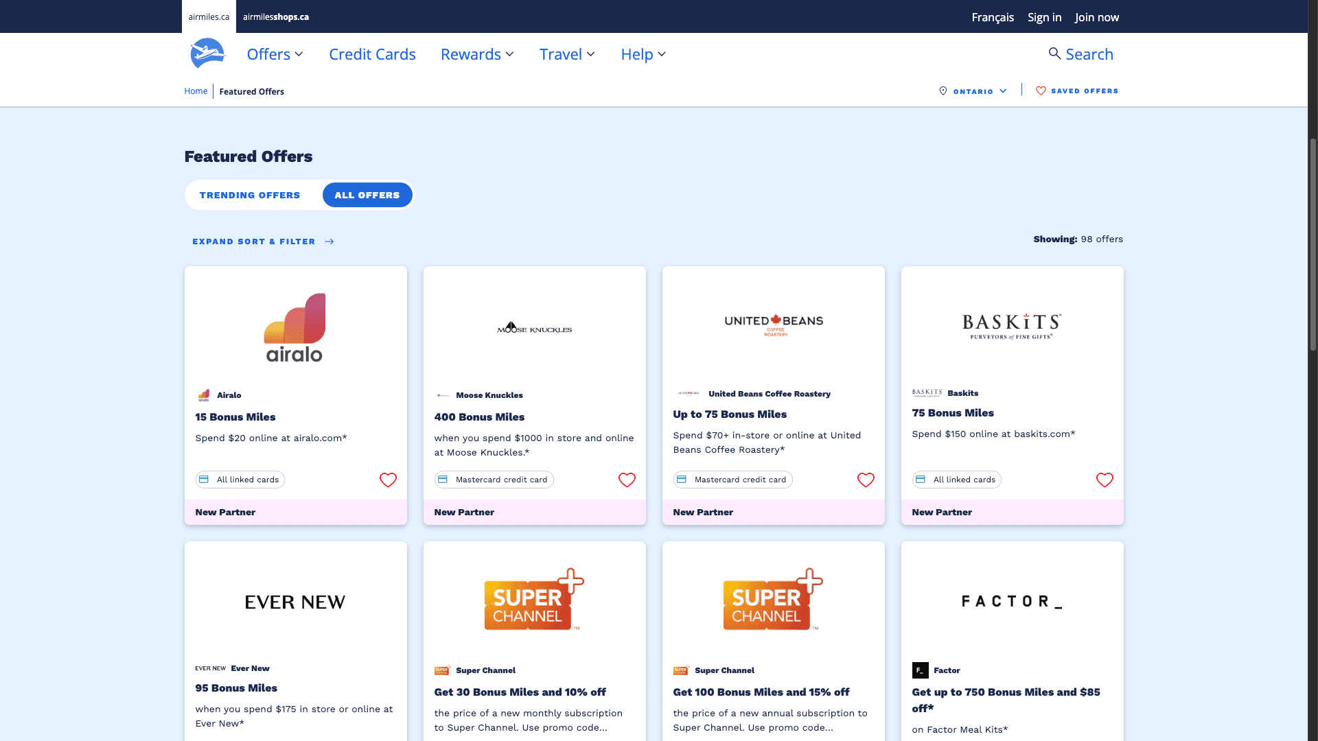 Air Miles Landing Portal — Offers